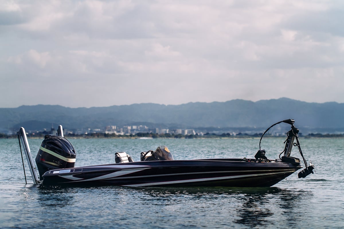 Bass boat on the lake