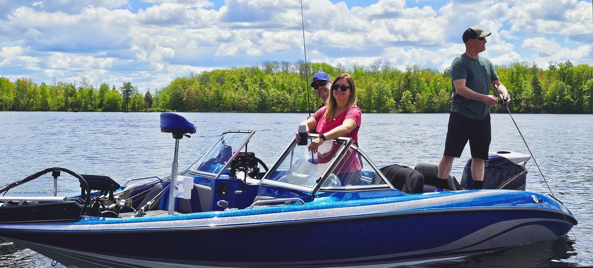 People enjoying a day on the water fishing