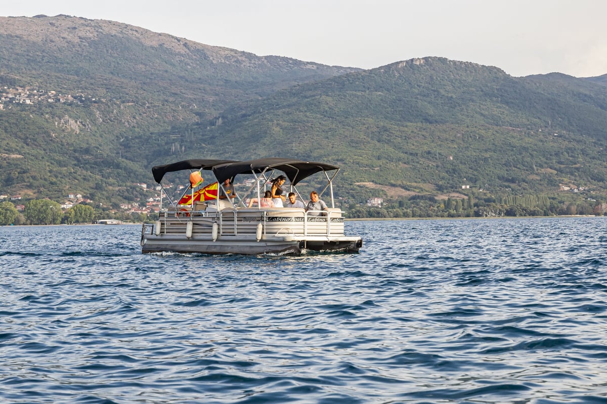 Pontoon boat on Lake Ohrid